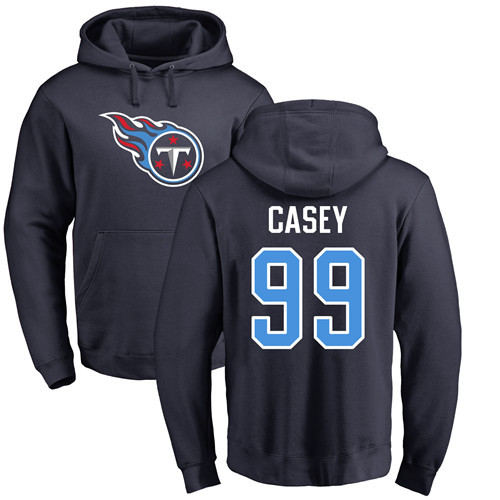 Tennessee Titans Men Navy Blue Jurrell Casey Name and Number Logo NFL Football #99 Pullover Hoodie Sweatshirts->nfl t-shirts->Sports Accessory